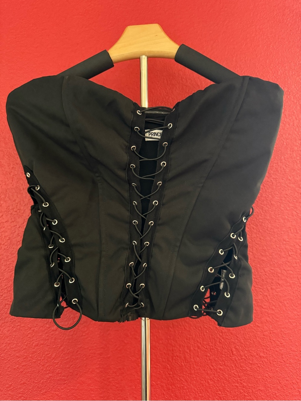 Princess Polly Black Lace-Up Corset Crop Top
